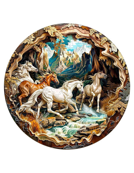 Rompecabezas de Madera 3D Caballos Corriendo Pijesaksa 100 Piezas