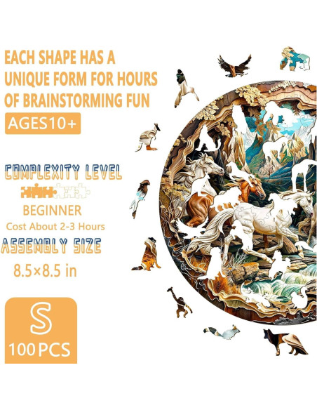 Rompecabezas de Madera 3D Caballos Corriendo Pijesaksa 100 Piezas