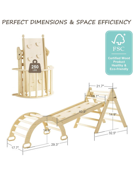 Conjunto Triángulo Pikler EXPERLAM 7-en-1 para Niños 1-3 Años Conjunto Triángulo Pikler EXPERLAM 7-en-1 para Niños 1-3 Años