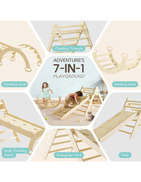 Conjunto Triángulo Pikler EXPERLAM 7-en-1 para Niños 1-3 Años Conjunto Triángulo Pikler EXPERLAM 7-en-1 para Niños 1-3 Años