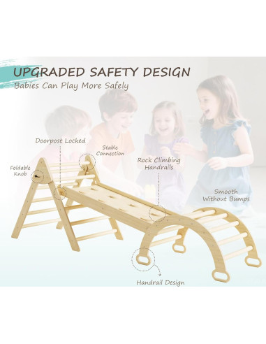 Conjunto Triángulo Pikler EXPERLAM 7-en-1 para Niños 1-3 Años