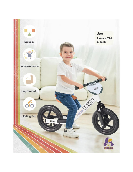Bicicleta de Equilibrio KRIDDO Blanca para Niños 2-5 Años