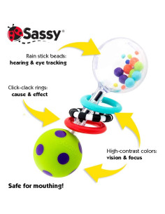 Sonajero Sassy Spin Shine para Bebés - Estimulación Visual y Auditiva 2