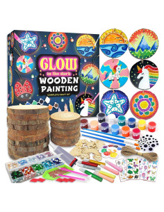Kit de Pintura de Madera Brilla en la Oscuridad klmars - 20 Piezas