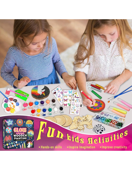 Kit de Pintura de Madera Brilla en la Oscuridad klmars - 20 Piezas Kit de Pintura de Madera Brilla en la Oscuridad klmars - 20 Piezas