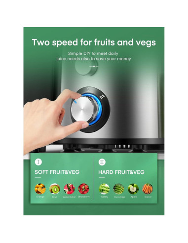 Extractor de Jugo Juilist GS-310L 400W Acero Inoxidable 0.5L