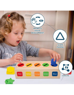 Clasificador de Formas de Madera Adena Montessori - Juguete Educativo para Niños 2-3 Años 2