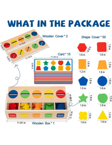 Clasificador de Formas de Madera Adena Montessori - Juguete Educativo para Niños 2-3 Años