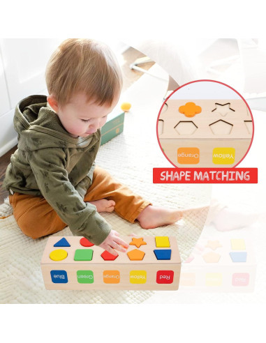 Clasificador de Formas de Madera Adena Montessori - Juguete Educativo para Niños 2-3 Años