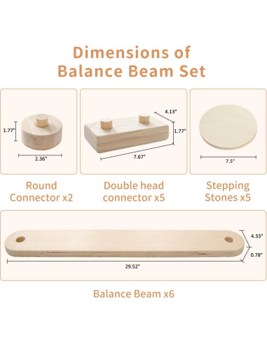 Viga de Equilibrio de Madera Avrsol para Niños 75cm