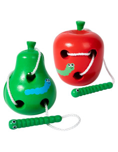 Juguete de ensartar frutas Montessori de madera - 1 unidad