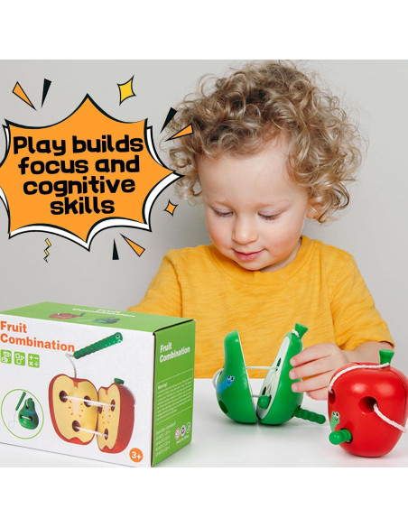 Juguete de ensartar frutas Montessori de madera - 1 unidad