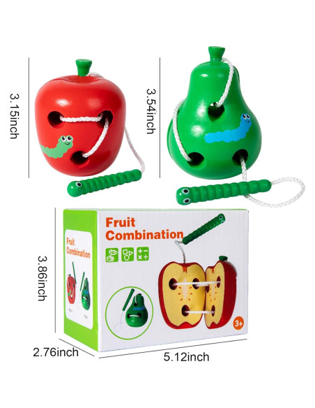 Juguete de ensartar frutas Montessori de madera - 1 unidad