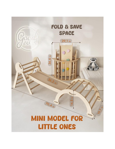 Juego de Escalada Montessori 5 en 1 Goodevas - Triángulo Pikler, Arco, Cojín