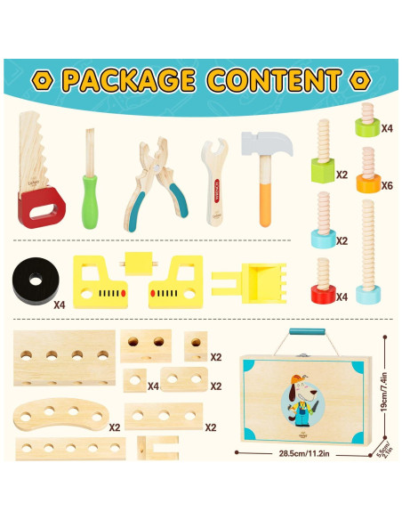 Juego de Herramientas de Madera Lehoo Castle para Niños 3-5 Años
