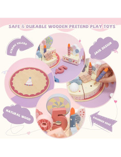 Juguete de Pastel de Cumpleaños de Madera Masonbaby 18.8cm 2