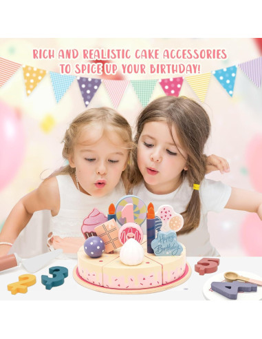 Juguete de Pastel de Cumpleaños de Madera Masonbaby 18.8cm