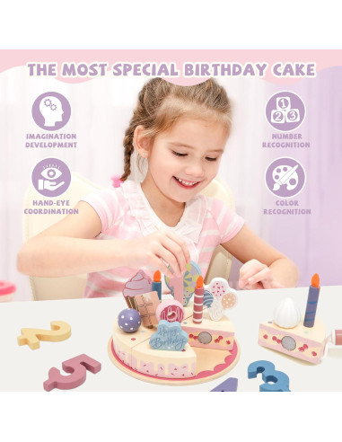 Juguete de Pastel de Cumpleaños de Madera Masonbaby 18.8cm