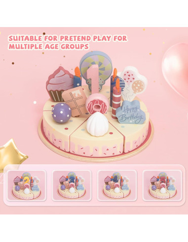 Juguete de Pastel de Cumpleaños de Madera Masonbaby 18.8cm