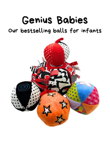 Pelota Suave de Peluche Genius Baby 10.16 cm Negro Blanco Rojo