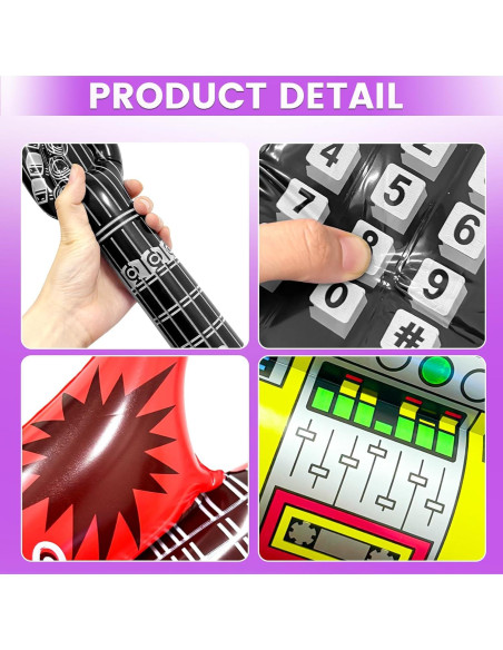 Conjunto de Juguetes Inflables 8 PCS Fiesta Retro 80s 90s Conjunto de Juguetes Inflables 8 PCS Fiesta Retro 80s 90s