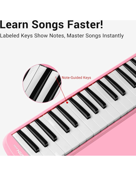 Melódica MOSEN 32 Teclas Rosa con Bolsa y Tubo de Respiración