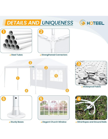 Carpa de Patio HOTEEL Blanca 3x6m Impermeable con Paredes