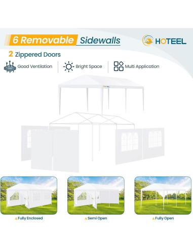 Carpa de Patio HOTEEL Blanca 3x6m Impermeable con Paredes