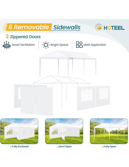 Carpa de Patio HOTEEL Blanca 3x6m Impermeable con Paredes
