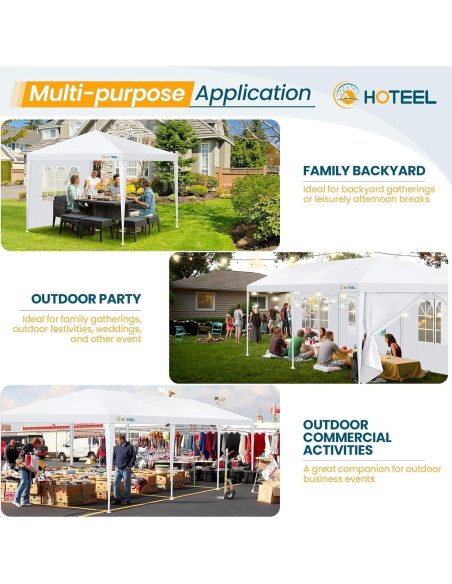 Carpa de Patio HOTEEL Blanca 3x6m Impermeable con Paredes