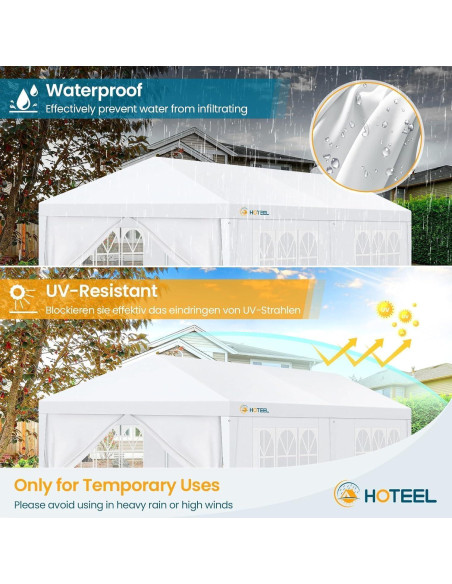 Carpa de Patio HOTEEL Blanca 3x6m Impermeable con Paredes