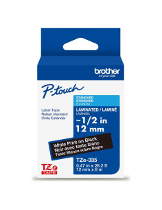Cinta de Etiqueta Brother P-Touch TZe335 Blanca sobre Negra 12mm