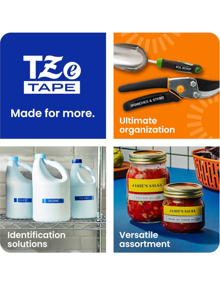 Cinta de Etiqueta Brother P-Touch TZe335 Blanca sobre Negra 12mm