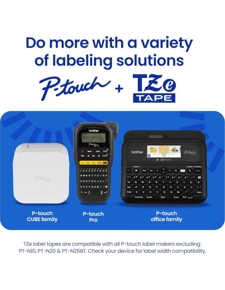 Cinta de Etiqueta Brother P-Touch TZe335 Blanca sobre Negra 12mm