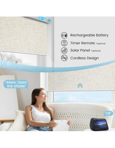 Persianas motorizadas VIDEMA beige lino 70% filtrante luz