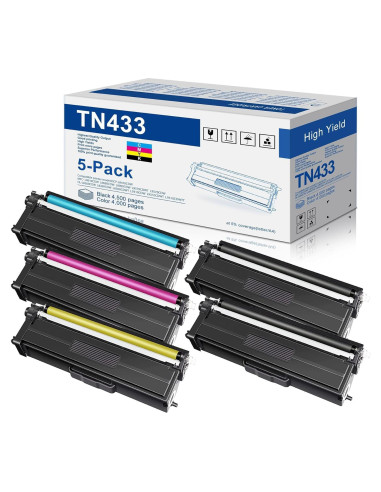 Cartucho de Tóner Brother TN433 - Paquete de 5, Alto Rendimiento