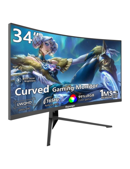 Monitor Curvo 34" Raywego UWQHD 165Hz 300cd/m FreeSync