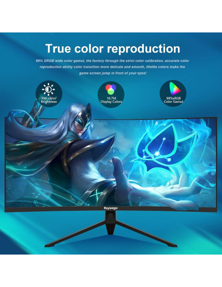 Monitor Curvo 34" Raywego UWQHD 165Hz 300cd/m FreeSync