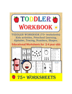 TODDLER WORKBOOK (75+ worksheets), Kids activities, Preschool Learning, Alphabet, Tracing, Numbers, Shapes, 2-4 year old
