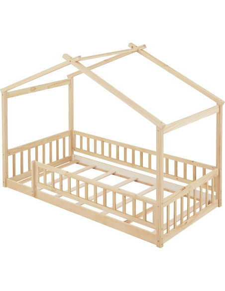 Cama Casa Twin Bellemave con Techo y Cerca Natural