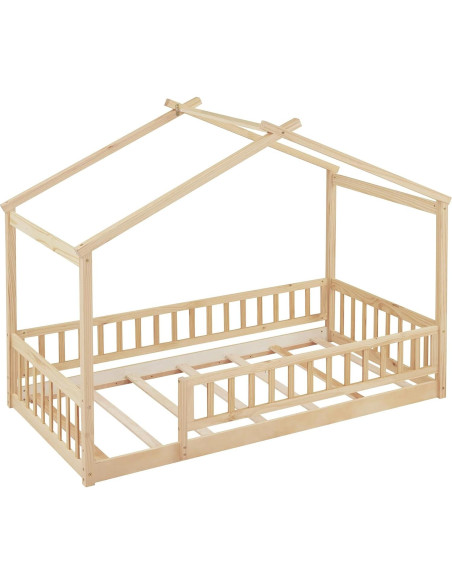 Cama Casa Twin Bellemave con Techo y Cerca Natural