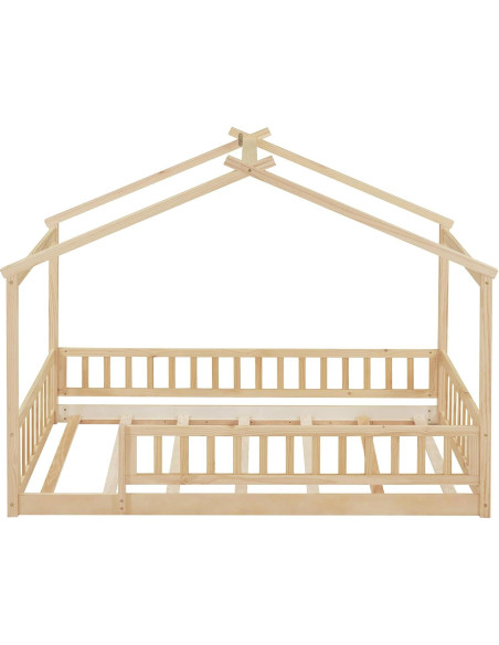 Cama Casa Twin Bellemave con Techo y Cerca Natural