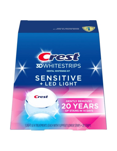 Crest 3DWhitestrips Sensibles + Luz LED Blanqueamiento Dental