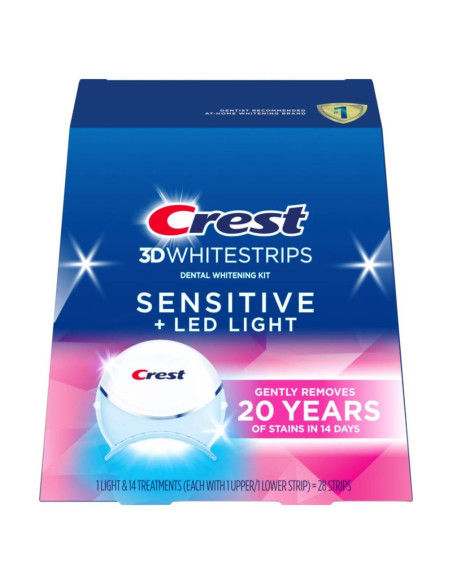 Crest 3DWhitestrips Sensibles + Luz LED Blanqueamiento Dental