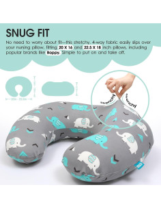 Funda de Almohada de Lactancia BROLEX - Paquete de 2 Elefante Ballena 2