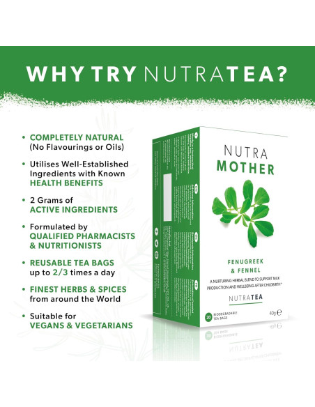 Té Herbal Nutra Tea para Lactancia - 20 Bolsitas - Aumenta Leche Materna Té Herbal Nutra Tea para Lactancia - 20 Bolsitas - Aumenta Leche Materna