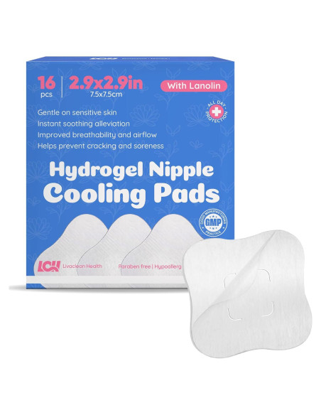 16 Almohadillas de Hidrogel para Pezones Livaclean 7.6x7.6cm