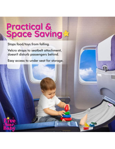 Cama de avión portátil FiveStarBaby para niños - Gris
