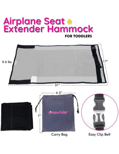 Cama de avión portátil FiveStarBaby para niños - Gris