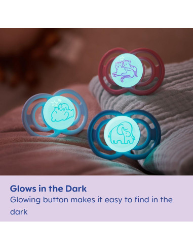 Chupete MAM Perfecto de Noche 0-6 Meses, Brilla en Oscuridad, 2 Unidades